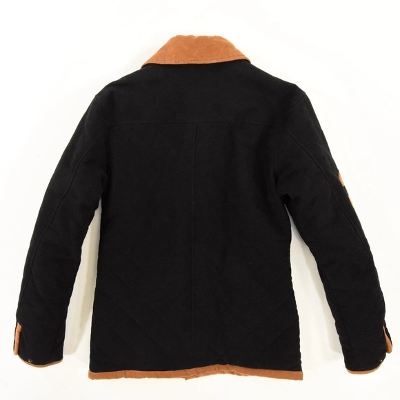 Polistas Mens S Black Quilted Cotton Polo Jacket Corduroy Trim Field Coat - Picture 4 of 4